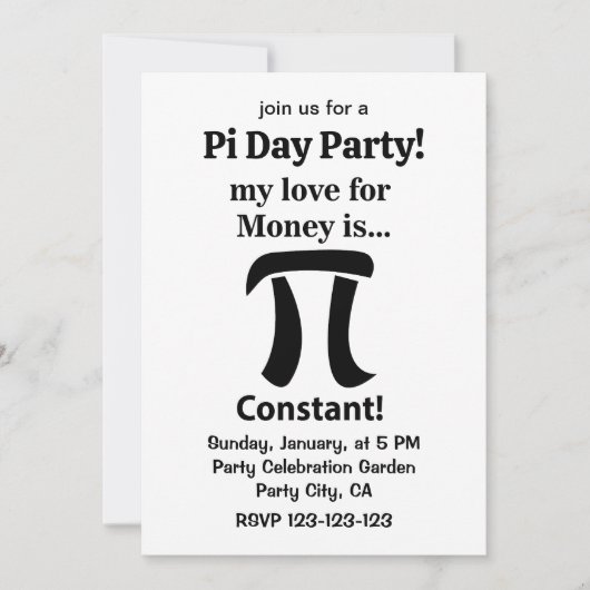 Pi Symbool Grappig Mijn liefde voor geld is Pi Sym Kaart (Voorkant)