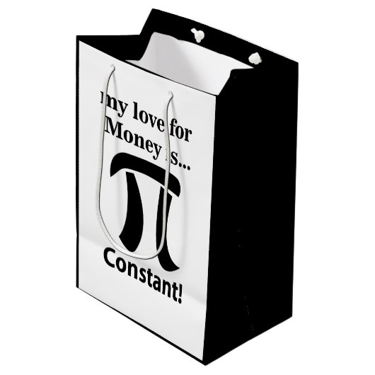 Pi Symbool Grappig Mijn liefde voor geld is Pi Sym Medium Cadeauzakje (Voorkant Gekanteld)