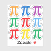 Pi symbool stickers, set van negen in vele kleuren sticker (Vel)