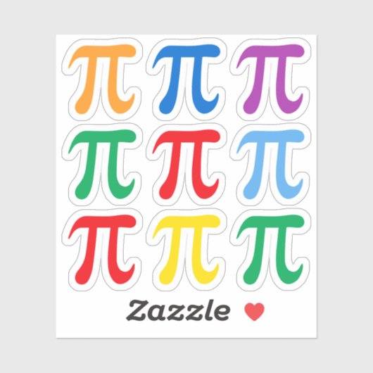 Pi symbool stickers, set van negen in vele kleuren sticker (Vel)