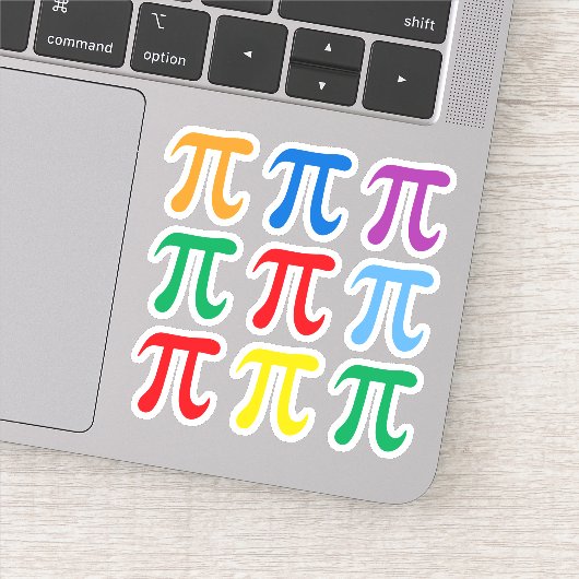 Pi symbool stickers, set van negen in vele kleuren sticker (Detail)