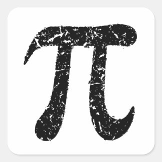 Pi symbool stickers, versleten benauwd geeky zwart vierkante sticker