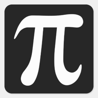 Pi symbool stickers, zwart en wit vierkante sticker