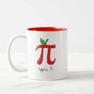 Pi Symbool Wiskunde Docent Apple Schattige Grappig Tweekleurige Koffiemok