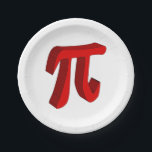 Pi the Constant In 3D Papieren Bordje<br><div class="desc">Pi in red set over a white background</div>