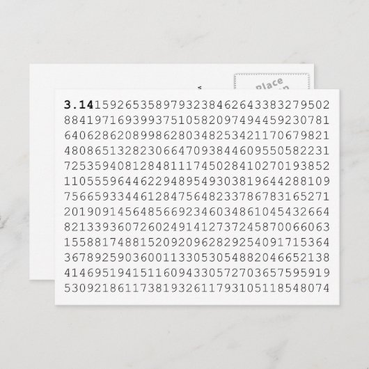 PI Vier 3.14 PI dag Briefkaart (Voorkant / Achterkant)