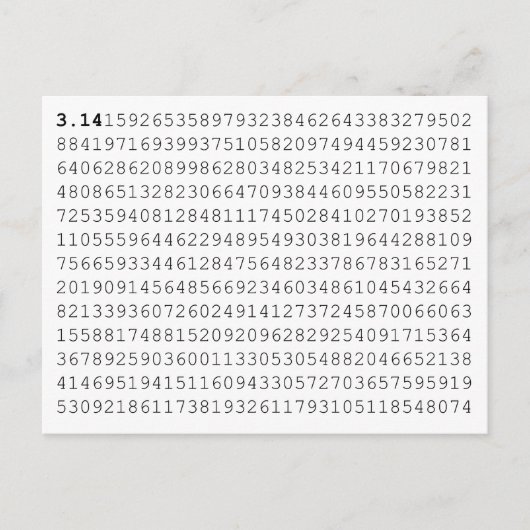 PI Vier 3.14 PI dag Briefkaart (Voorkant)