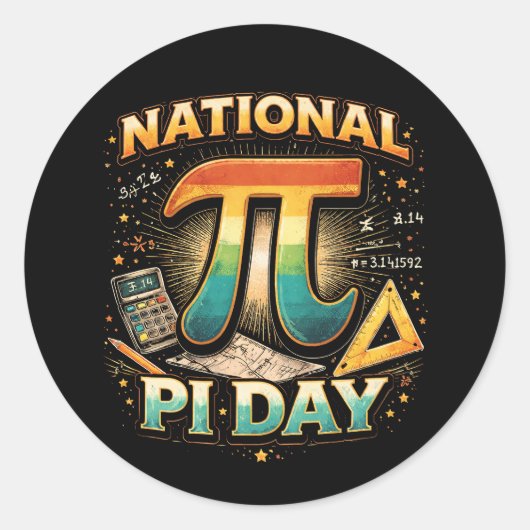 Pi vieren ronde sticker (Voorkant)