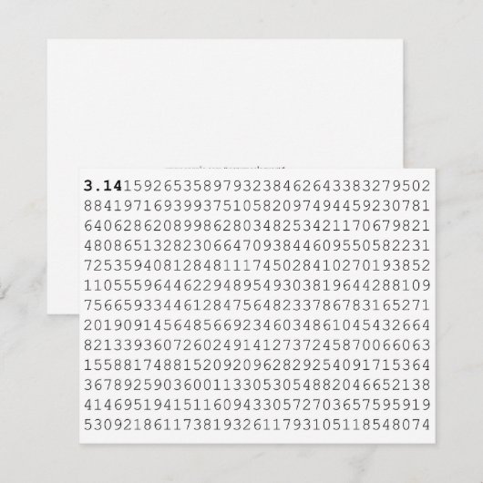 Pi-viering 3,14 Pi-dag Kaart (Voorkant / Achterkant)