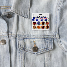 Pi Winkel Vierkante Button 5,1 Cm