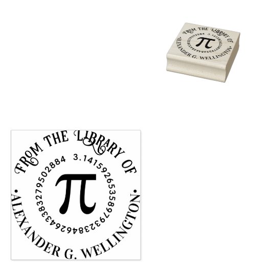 PI Wiskunde Symbool Grieks Letterbibliotheek Boekn Rubberstempel (Gestempeld)