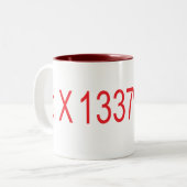 pi X 1337% = 42 Tweekleurige Koffiemok (Voorkant links)