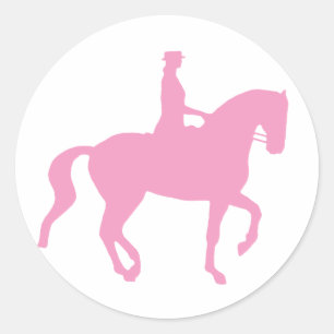 Piaffe Dressage Horse and Rider (roze) Ronde Sticker