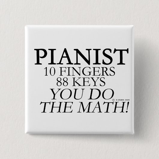 Pianist 10 vingers 88 sleutels vierkante button 5,1 cm (Voorkant)