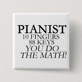Pianist 10 vingers 88 sleutels vierkante button 5,1 cm