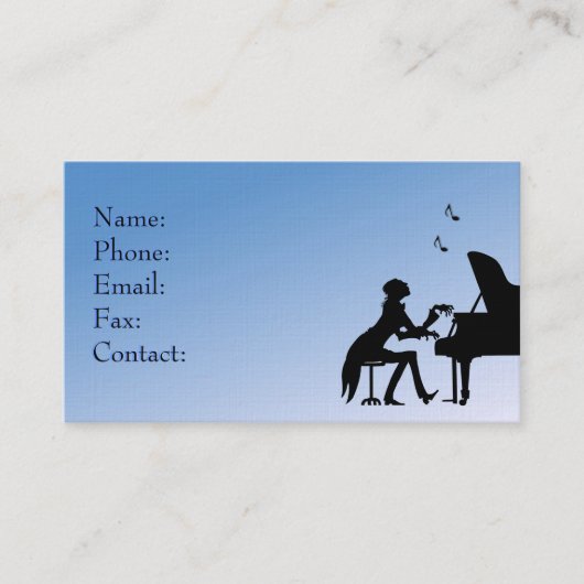 Pianist Blauw Visitekaartje (Voorkant)