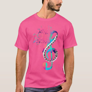 Pianist Cadeau Klassieke Muziek Vioolsleutel Kleur T-shirt