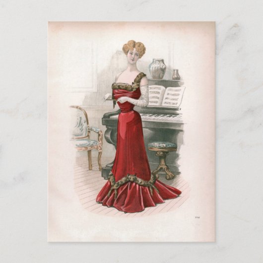 Pianist  Edwardian Mode Illustratie Briefkaart (Voorkant)