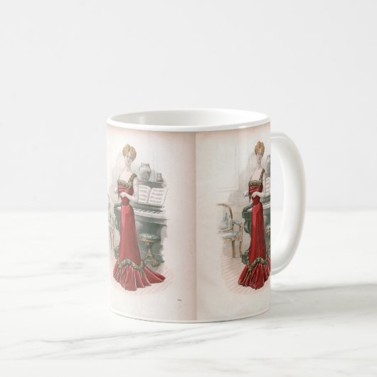 Pianist  Edwardian Mode Illustratie Koffiemok (Voorkant rechts)