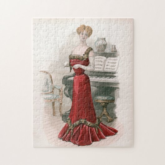 Pianist Edwardian Mode Illustratie Legpuzzel (Verticaal)