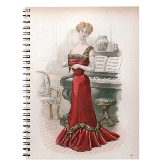 Pianist  Edwardian Mode Illustratie Notitieboek (Voorkant)