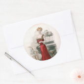 Pianist  Edwardian Mode Illustratie Ronde Sticker (Envelop)