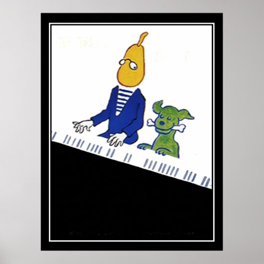 Pianist en Dog Art Deco Vintage Poster (Voorkant)