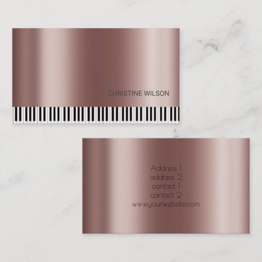 pianist FAUX roos goud metallic effect Visitekaartje (Voorkant / Achterkant)