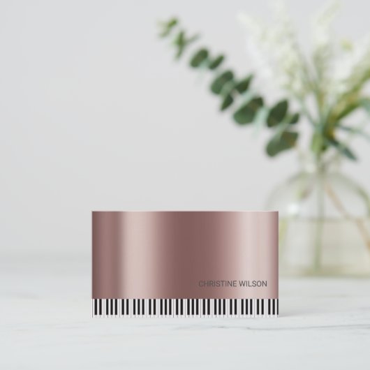 pianist FAUX roos goud metallic effect Visitekaartje (Staand voorkant)