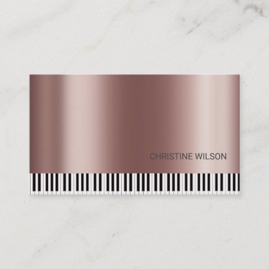 pianist FAUX roos goud metallic effect Visitekaartje (Voorkant)