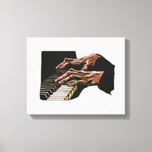 Pianist handen die piano spelen – canvas afdruk