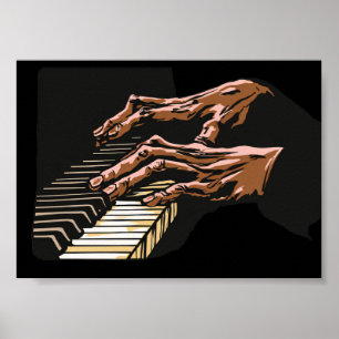 Pianist handen die piano spelen – poster