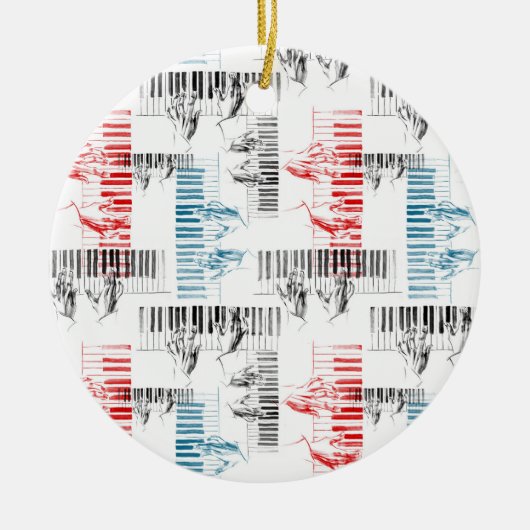 Pianist handpatroon keramisch ornament (Voorkant)