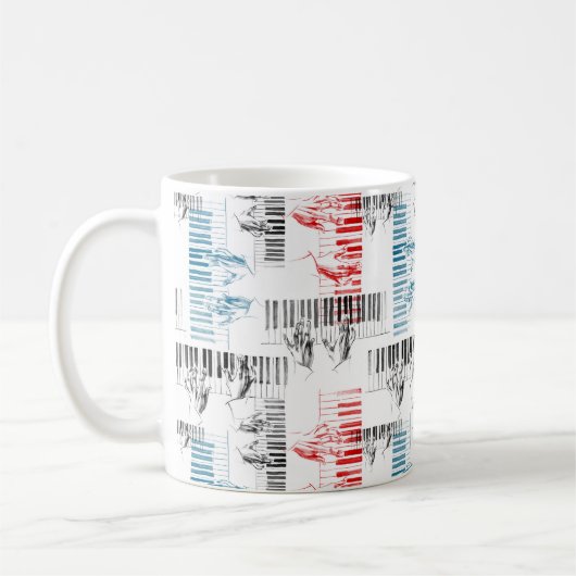 Pianist handpatroon koffiemok (Links)