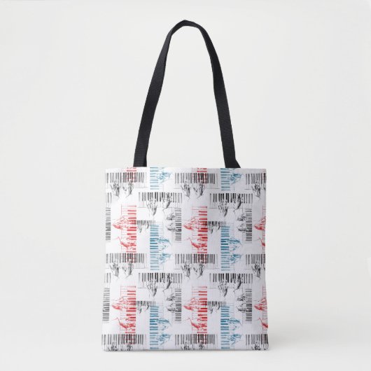 Pianist handpatroon tote bag (Voorkant)