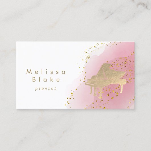 pianist hot roze waterverf visitekaartje (Voorkant)