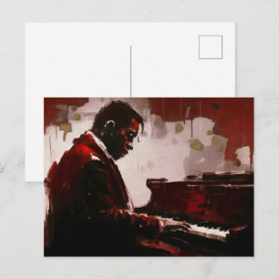Pianist in een nachtbar briefkaart