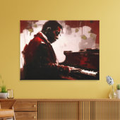 Pianist in een nachtcafé canvas afdruk (Insitu (Woonkamer))