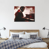 Pianist in een nachtcafé canvas afdruk (Insitu (Slaapkamer))