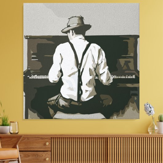 pianist in harmonie canvas afdruk (Insitu (Woonkamer))