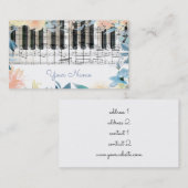 Pianist Keyboard en waterverf Flowers Border Visitekaartje (Voorkant / Achterkant)