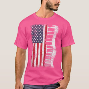Pianist Klassieke Muziek Vs Vlag Toetsenbord Piano T-shirt
