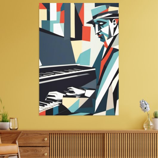 Pianist kubisme canvas (Insitu (Woonkamer))
