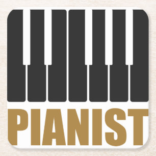 Pianist Modern Typografie Kartonnen Onderzetters