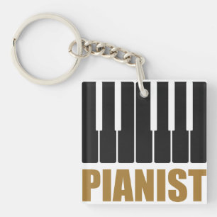 Pianist Modern Typografie Sleutelhanger