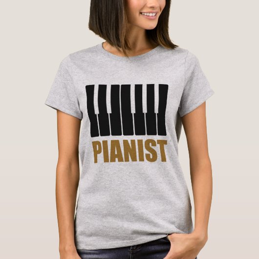 Pianist Modern Typografie T-shirt (Voorkant)
