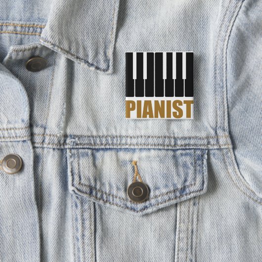 Pianist Modern Typografie Vierkante Button 5,1 Cm (In situ)