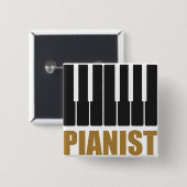 Pianist Modern Typografie Vierkante Button 5,1 Cm (Voorkant /achterkant)
