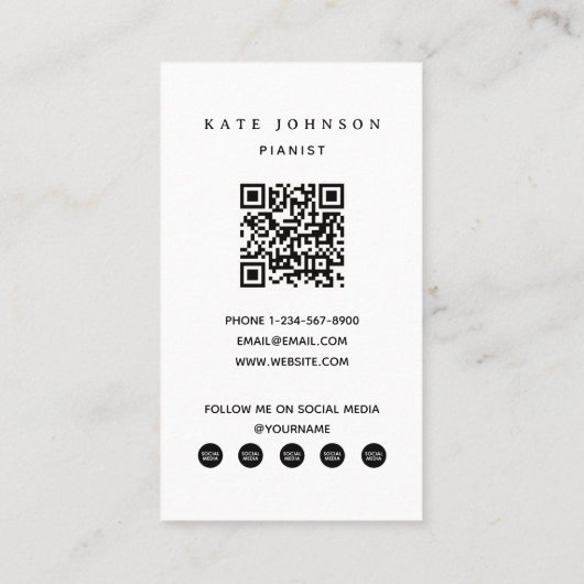 Pianist  Pianist Muzikant Muziekdocent Visitekaartje (Achterkant)