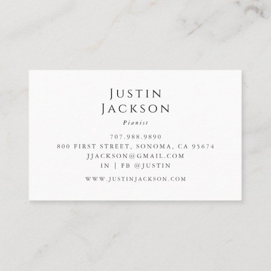 Pianist Piano Muziekleraar Visitekaartje (Achterkant)